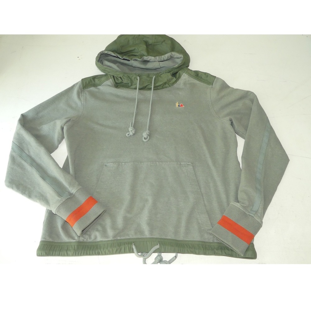 REI Co-op Wallace Lake Hemp Hoodie Sage Green Orange Stripe Medium Nylon Hood